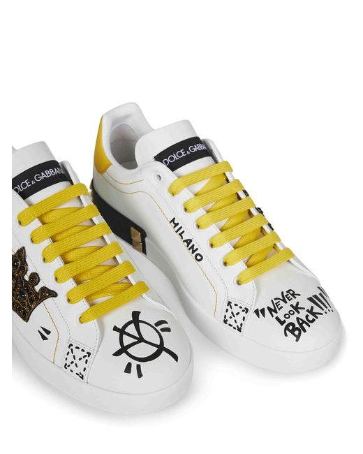 Dolce & Gabbana Multicolor Leather Portofino Sneakers for men