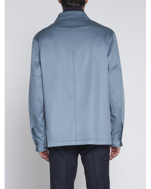 ZEGNA Oasi Cashmere Overshirt in Blue for Men | Lyst