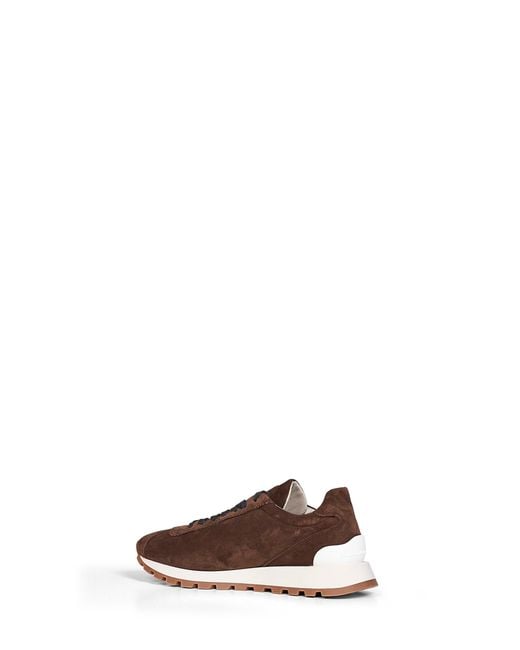Brunello Cucinelli Brown Espresso Suede Runners With Shiny Tab