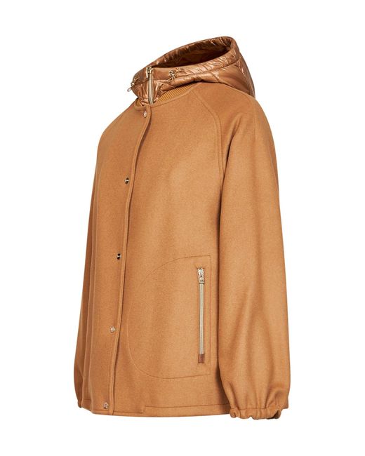 Herno Brown Wool Coat With Removable Padded Hood<Br