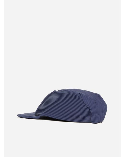 Homme Plissé Issey Miyake Blue Pleated Fabric Cap for men