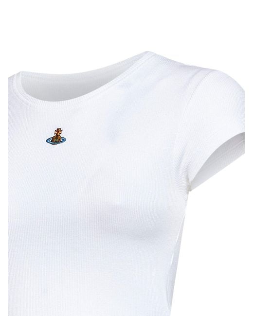 Vivienne Westwood White Ribbed Jersey Baby Peru Cropped T-Shirt
