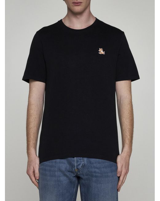 Maison Kitsuné Black Bold Fox Head Patch Cotton T-shirt for men