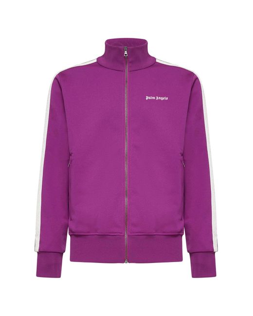 Palm Angels Purple Jersey Zip-Up Track Jacket for men