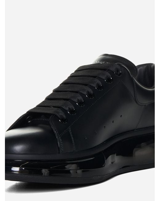 Alexander McQueen Black Oversize Leather Sneakers for men