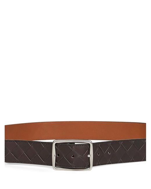 Bottega Veneta White Two-Tone Leather Reverso Reversible Belt for men