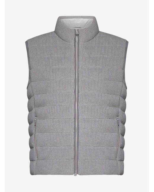 Brunello Cucinelli Gray Quilted Cotton Knit Vest