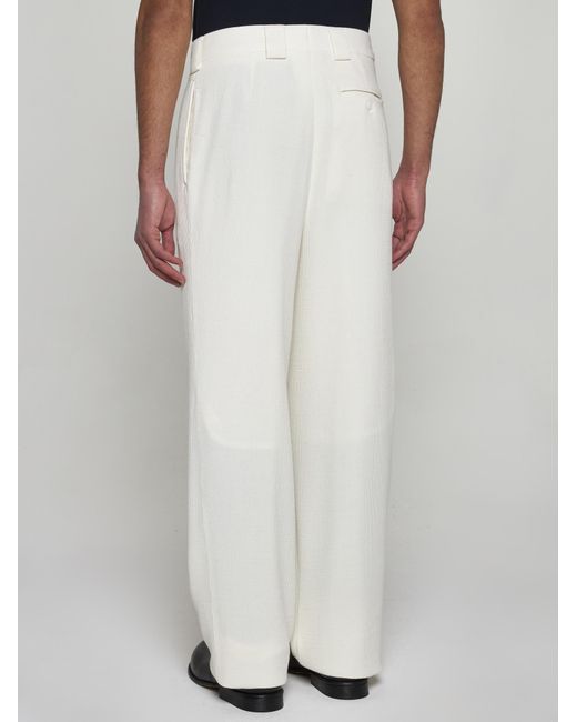 Giorgio Armani White Wool And Viscose Trousers for men