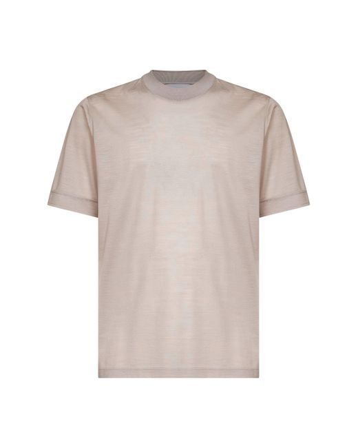 D 40 White Taupe Virgin Wool Jersey T-Shirt for men