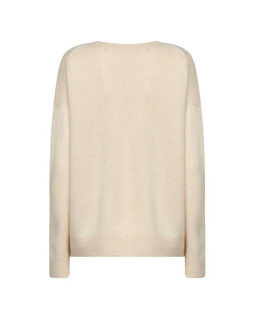 Co. White Wheat Cashmere Knit V-Neck Sweater