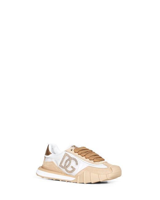 Dolce & Gabbana Natural Mesh And Suede Dg Athletic Sneakers