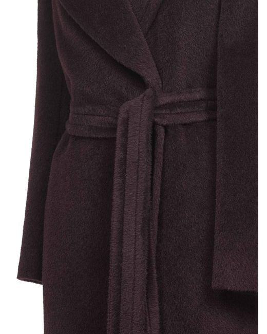 Tagliatore Purple Burgundy Alpaca And Wool Molly Wrap Coat