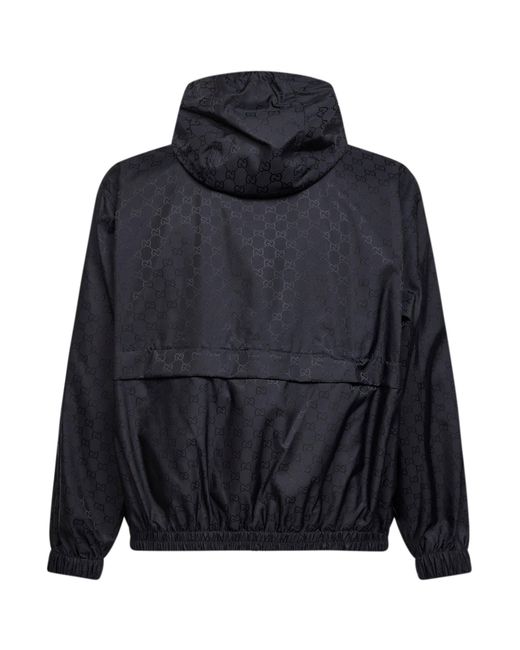 Gucci Blue Dark Gg Nylon Hooded Jacket for men
