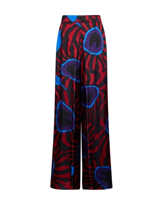 Dries Van Noten Blue Marbled Clay-Print Twill Pamplona Wide Trousers