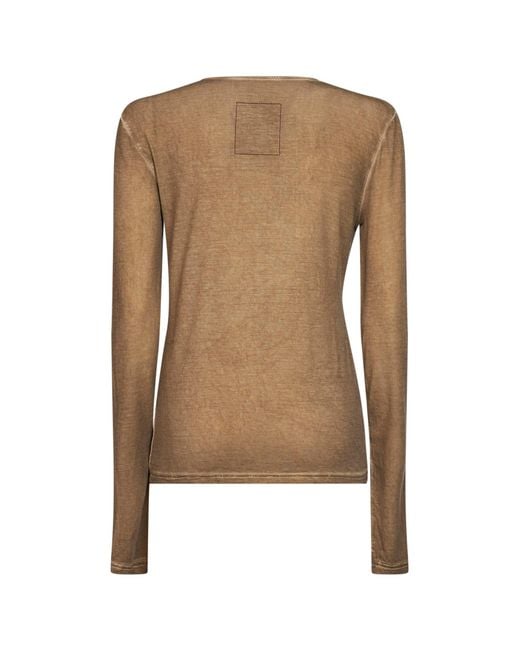 Uma Wang Natural Tan Stretch Jersey Twisted T-Shirt