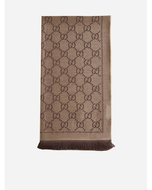 Gucci Brown GG Wool Scarf