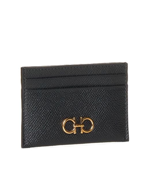 Ferragamo Gray Gancini Leather Card Holder