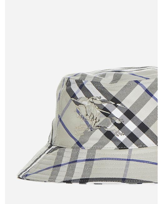 Burberry White Check Twill Bucket Hat for men