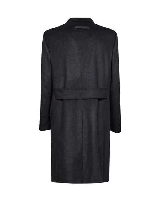 Zegna Blue Oasi Cashmere Beaver Double-Breasted Coat for men