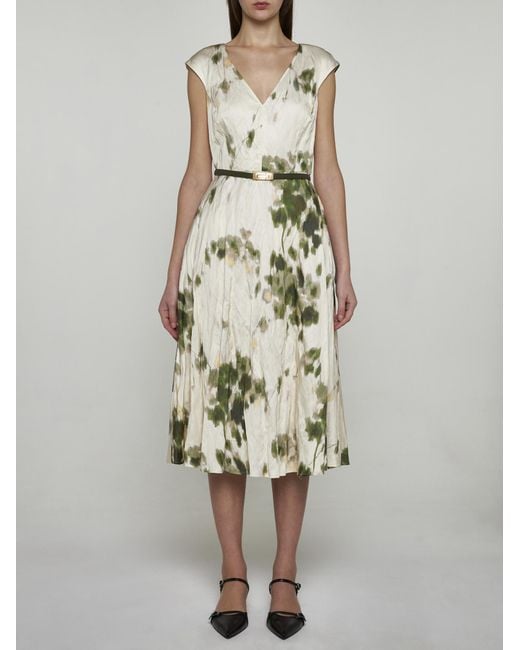 Max Mara Studio White Pineta Print Viscose-blend Dress