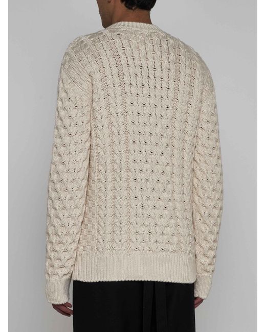 Givenchy White 4g Cable-knit Cotton Sweater for men