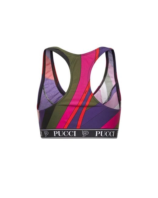 Emilio Pucci Pink Iride Print Lycra Sports Top