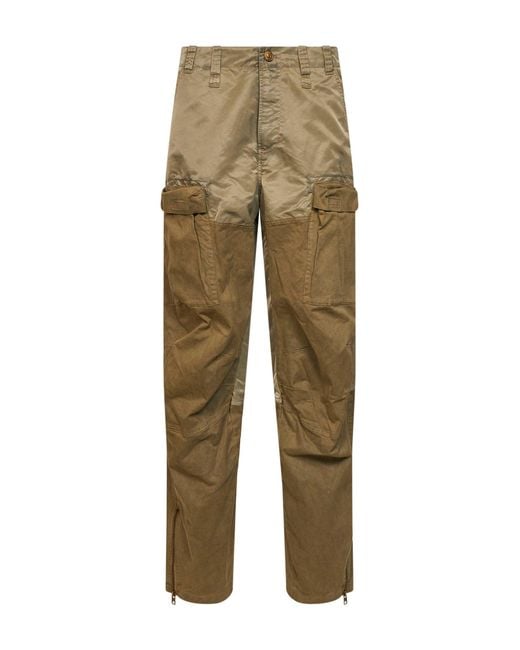DIESEL Natural Khaki Stretch Cotton And Nylon P-Parker Cargo Trousers