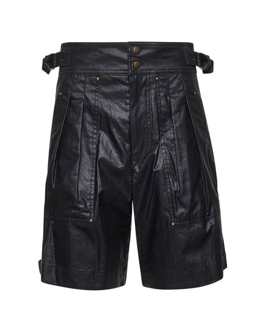 Isabel Marant Black Waxed Linen Blend Felize Shorts