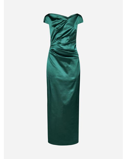 Talbot Runhof Green Stretch Satin Duchesse Dress