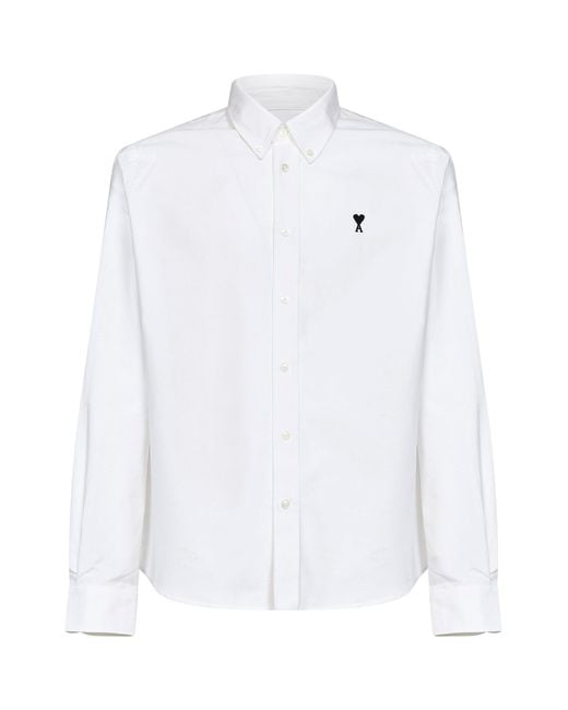 AMI White Cotton Ami De Coeur Shirt for men