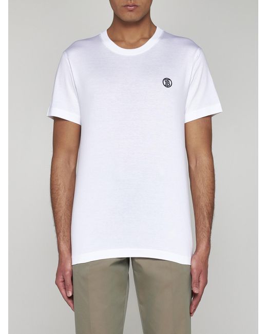 Burberry White Parker Logo Cotton T-shirt for men