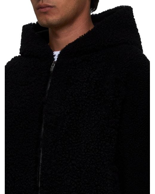 Salvatore Santoro Black Shearling And Leather Reversible Jacket for men