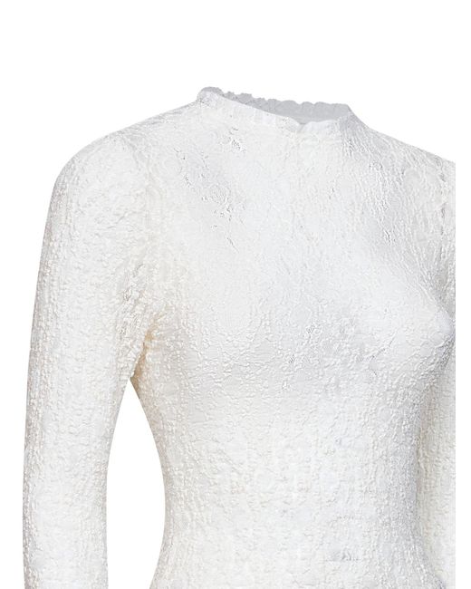 Isabel Marant White Stretch Lace Brany Long-Sleeved Top
