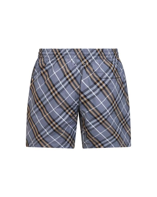 Burberry Blue Wave Check Nylon Check Swim Shorts for men