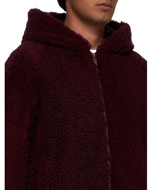 Salvatore Santoro Red Shearling And Leather Reversible Jacket for men