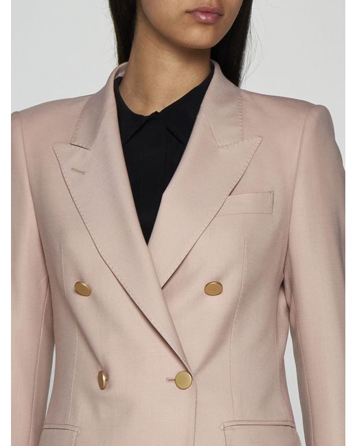 Tagliatore Pink Parigi Wool-blend Double-breasted Blazer