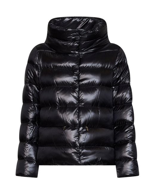 Herno Black Ultralight Nylon Cape Down Jacket
