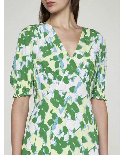 Diane von Furstenberg Green Jemma Print Viscose Dress