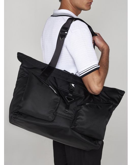 Prada Black Re-nylon Duffle Bag for men