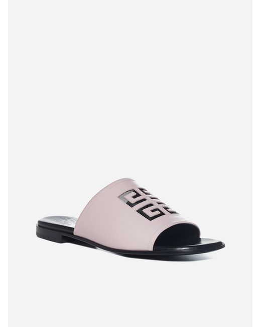 Givenchy 4g Leather Flat Slides - Lyst