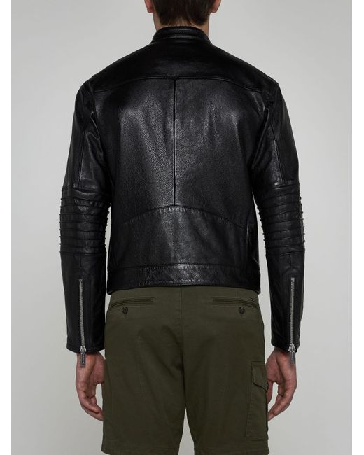 DSquared² Black Rider Leather Jacket for men
