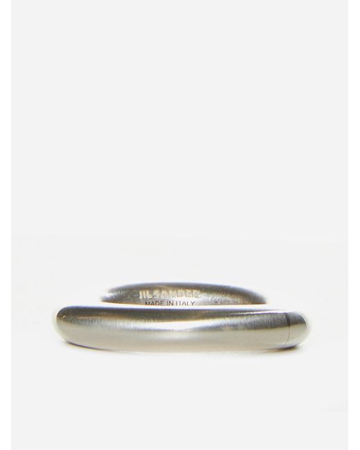 Jil Sander Metallic Silver Plated Ring for men