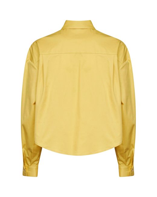 Blanca Vita Yellow Oil Stretch Poplin Celta Cropped Shirt