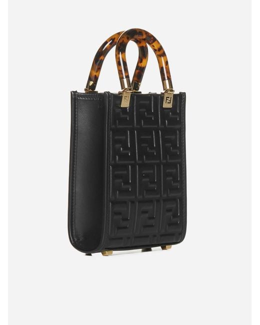 Fendi Sunshine Mini Leather Tote in Black Lyst UK