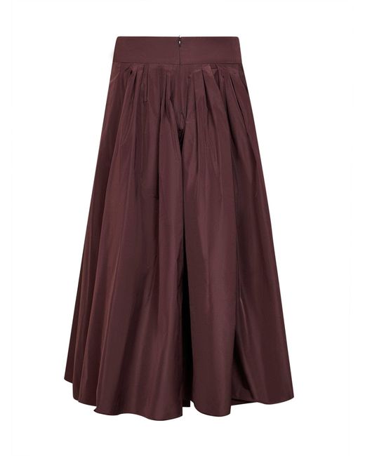 Max Mara Purple Burgundy Taffeta Smmromina Long Pleated Skirt