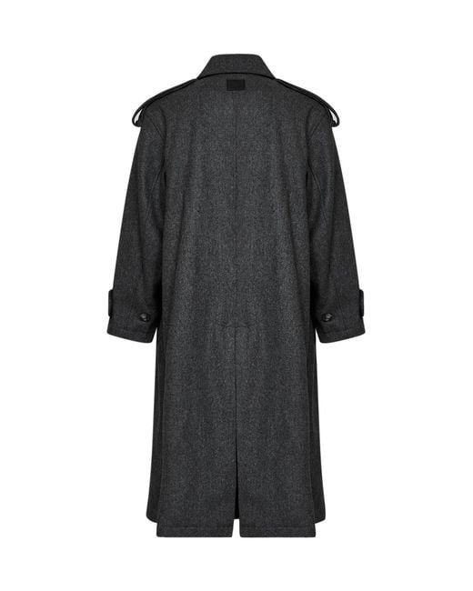 AMI Black Charcoal Virgin Wool Double-Breasted Trench Coat for men