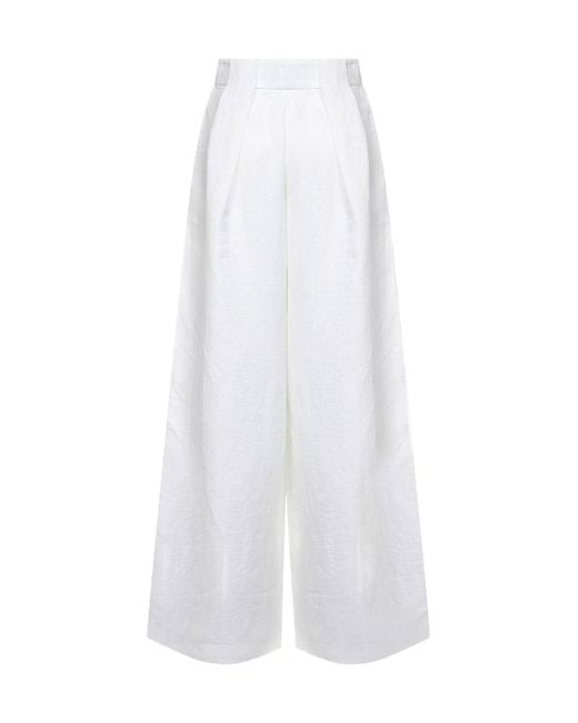 Batakovic White Linen Wide-Leg Trousers