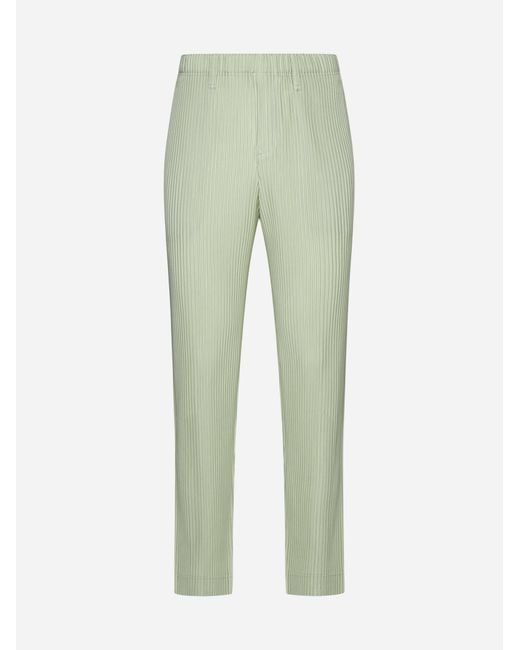 Homme Plissé Issey Miyake Green Pleated Fabric Trousers for men