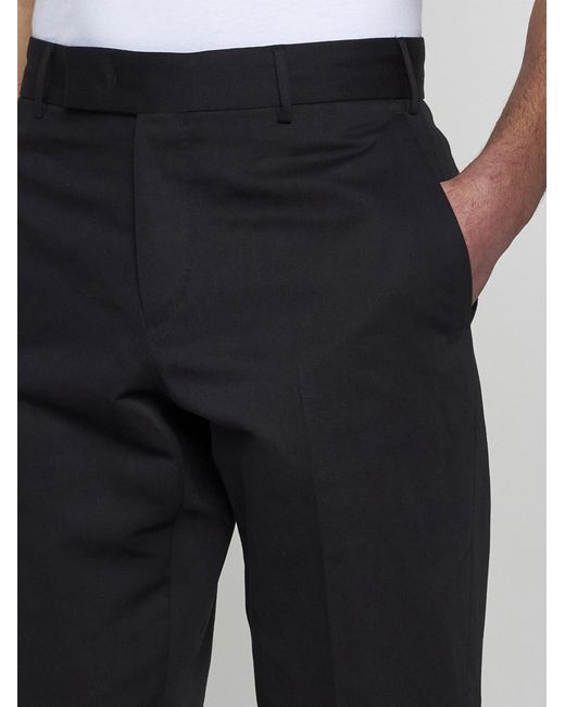 PT Torino Black Rebel Cotton And Linen Trousers for men