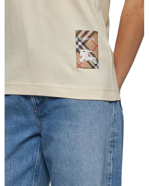 Burberry White Cream Cotton T-Shirt